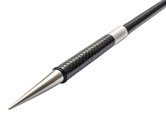 Naklejka premium Silver tipped black shaft with woven grip displayed against a transparent background