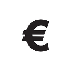 A minimalist image featuring a single black euro symbol centered on a plain white background surface