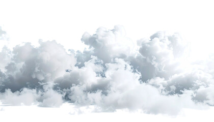 Fluffy, white clouds against a transparent background, perfect for compositing or graphic design