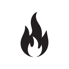 A graphic illustration of a black flame with white background in a minimalist style design element