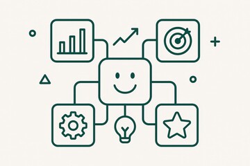 Innovative framework illustrating growth strategies with positive feedback loops symbolizing success enhancement through goal oriented tasks and analytical approaches