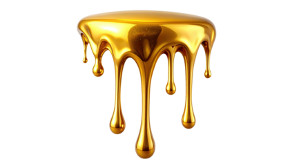A glossy, golden liquid is melting, dripping down in a stylized, artistic, and alluring illustration