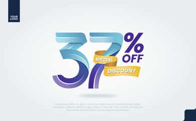 37 Percent Discount Icon Colorful 3D Label