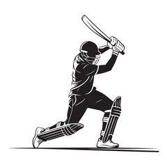 Silhouette of a cricket player batting