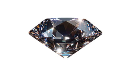 Brilliant-cut gemstone isolated on black, exhibiting facets & light refraction