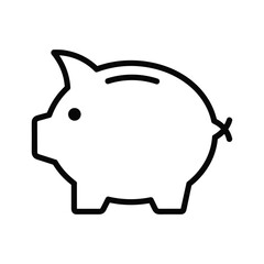 Line art icon of a piggy bank, symbolizing saving money, investment, and financial security