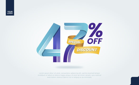 47 Percent Discount Icon Colorful 3D Label