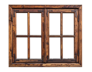 Old wooden window isolated on transparent background.
