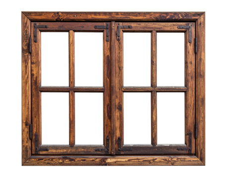Old wooden window isolated on transparent background.