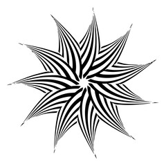 Minimalist abstract black and white striped starburst vector design element for graphic design and creative projects use vector