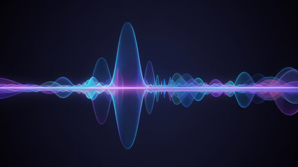 Abstract digital sound wave visualization on dark background with light effect