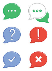 Chat Bubble Exclamation Question Check Mark Set