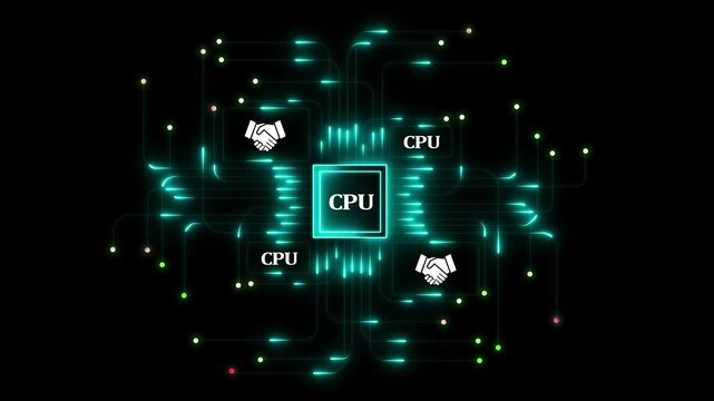 CPU tools or neon box. Multi function forhand CPU technology motion background. Multi hand CPU systems, Automate daily Tasks Smart AI solutions improve efficiency, Automate repetitive work. 4k ...
