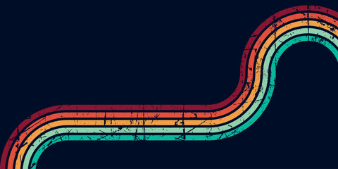 Abstract background with fun rainbow wavy line design. Modern and trendy Hippie Retro style background concept. EPS. 3