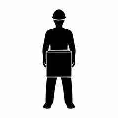 Silhouette of a Construction Worker Carrying a Box.