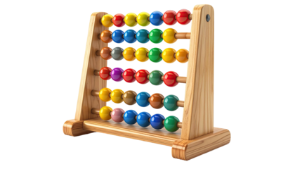 A brightly colored abacus on a black background, showcasing wooden frame & spherical beads