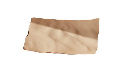 Fototapeta premium A crumpled piece of light brown paper with torn edges isolated on transparent background