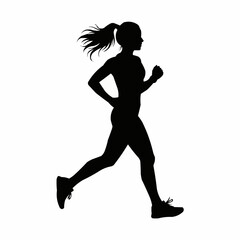 Dynamic Silhouette of a Woman Running with Ponytail.