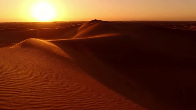 Macro perspective of wind sculpted sand ripples, showcasing intricate patterns, delicate lines, and subtle shifts in color across a pristine desert dune surface.