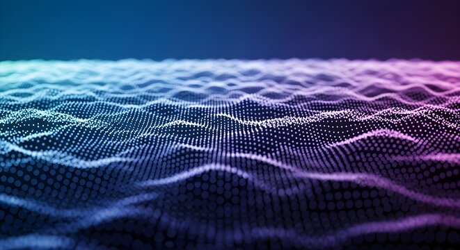 Abstract digital landscape with glowing dots and gradient colors