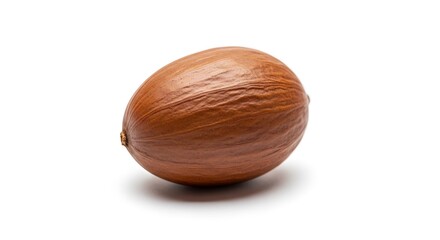 Single Whole Hazelnut Isolated on White Background.