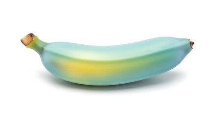 Vibrant Blue Green Banana Isolated on White.