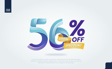 56 Percent Discount Icon Colorful 3D Label