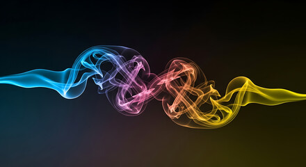Abstract vibrant smoke trails forming a colorful gradient design