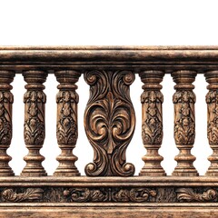 Ornate carved stone balustrade with intricate floral and scrollwork details