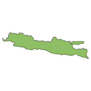 Java island map illustration hand drawn isolated vector