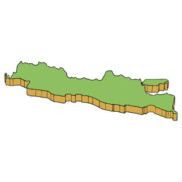 Java island map illustration hand drawn isolated vector