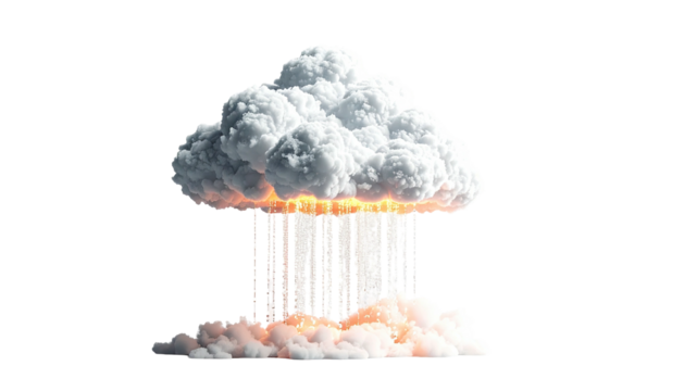 A stylized mushroom cloud in digital artwork on a solid black background