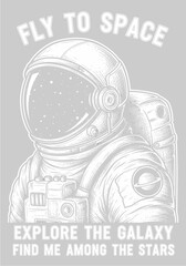 Vector illustration of astronaut in space, for t-shirt prints and other uses.