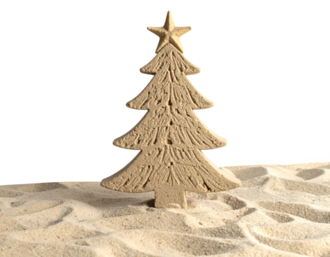 Christmas tree of sand isolated on transparent background.