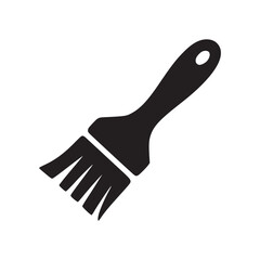 A minimalist black silhouette of a paint brush on a white background in a simple vector style