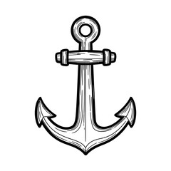 Black and white nautical anchor illustration vector image