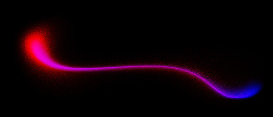 Abstract flowing neon light trail on a black background, a vibrant path glowing from deep red to electric magenta and cool blue.