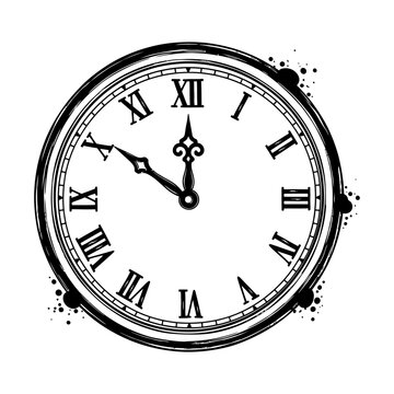 Antique Clock Face with Roman Numerals Vector Design