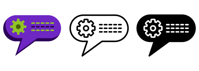Modern flat vector illustration of a support chat speech bubble for communication and service