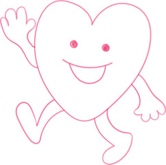 Happy Heart Character Waving