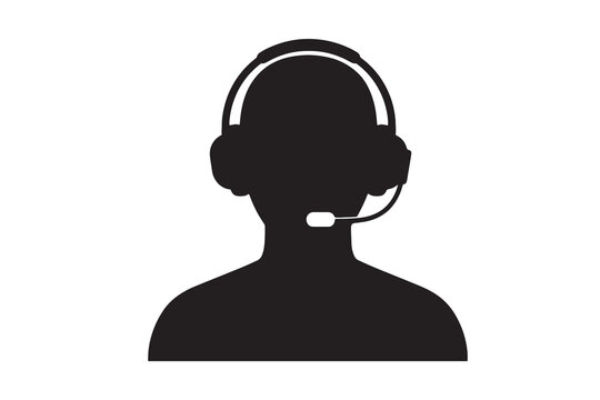 Customer Support Agent Silhouette Icon with Headset
