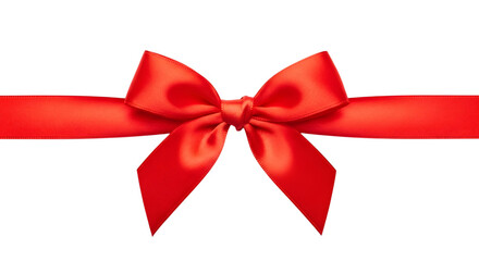 Fototapeta premium Bright red satin ribbon tied in a bow across a dark background isolated on a transparent background red ribbon 2