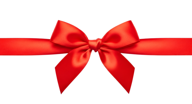 Bright red satin ribbon tied in a bow across a dark background isolated on a transparent background red ribbon 2