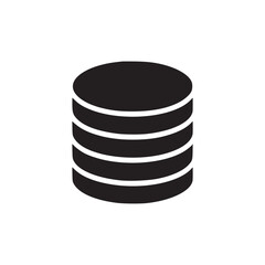 A simple black and white illustration of a stack of four circular shapes on a white background space