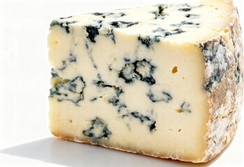 Firm Blue Cheese Block Photo on White Background
