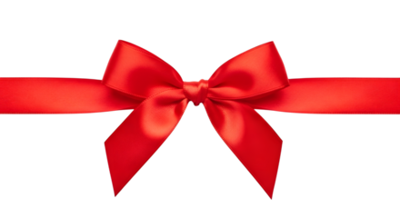 Bright red satin ribbon tied in a bow across a dark background isolated on a transparent background red ribbon