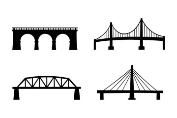 Silhouette icons of various bridge designs.
