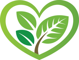 Heart shaped leaf eco love icon isolated on transparent background