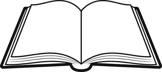 Open Book Line Art Illustration with Curved Pages in Simple Clean Minimal Vector Style