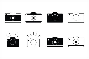Camera icon set, Photo camera in flat style, Camera symbol.